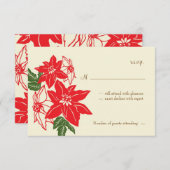Red & Green Poinsettias Weihnachtsfeier RSVP Karte (Vorne/Hinten)