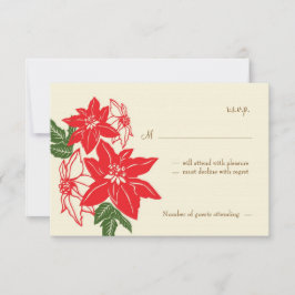 Red & Green Poinsettias Weihnachtsfeier RSVP Karte
