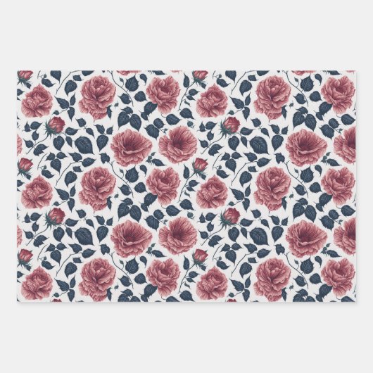 Red & Green Pointsettia Weihnachtsgeschenk Geschenkpapier Set (Vorderseite 3)