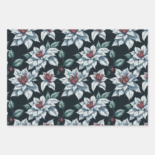 Red & Green Pointsettia Weihnachtsgeschenk Geschenkpapier Set (Vorderseite 2)