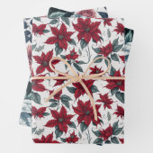Red & Green Pointsettia Weihnachtsgeschenk Geschenkpapier Set (Beispiel)