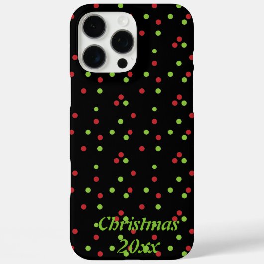 Red & Green Poka Punkte auf Black Phone Case (Rückseite)