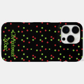 Red & Green Poka Punkte auf Black Phone Case (Rückseite (Horizontal))