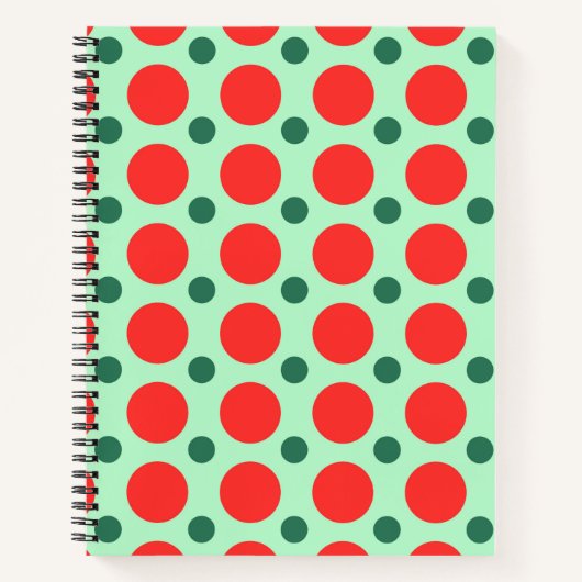 Red & Green Polka Dot Christmas Journal Notizblock (Vorderseite)
