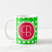Red & Green Polka Dot Monogram Kaffeetasse (Links)