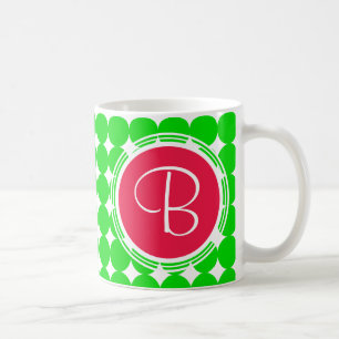 Red & Green Polka Dot Monogram Kaffeetasse