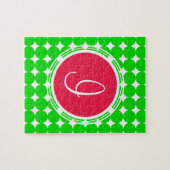 Red & Green Polka Dot Monogram Puzzle (Horizontal)