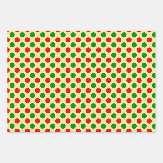Red Green Polka Dot Musterpapier Geschenkpapier Set (Vorderseite 2)