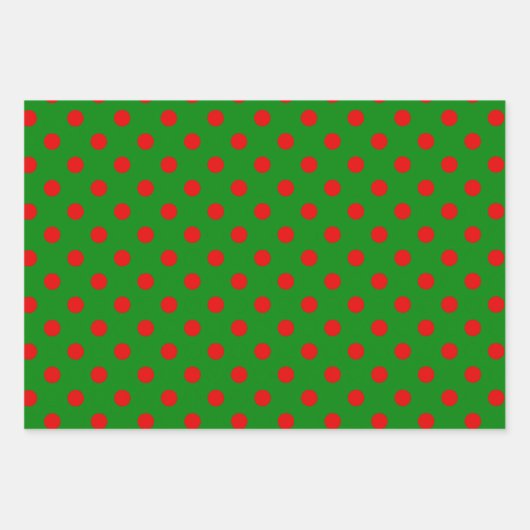 Red Green Polka Dot Musterpapier Geschenkpapier Set (Vorderseite)
