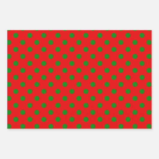 Red Green Polka Dot Musterpapier Geschenkpapier Set (Vorderseite 3)