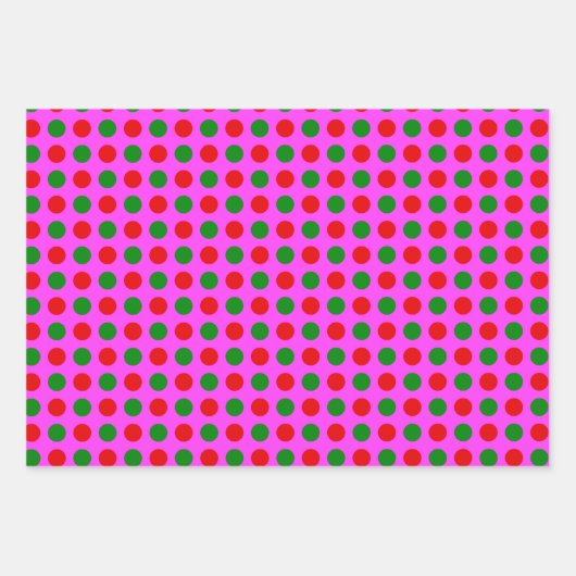 Red Green Polka Dot Pattern Pink Weihnachten Geschenkpapier Set (Vorderseite)