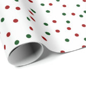 Red Green Polka Dot Pattern Weihnachten Geschenkpapier (Rolleneckpunkt)