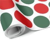Red Green Polka Dot Weihnachtswrapping Paper Geschenkpapier (Rolleneckpunkt)