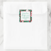 Red & Green Preppy Snowmen Rücksendeadresse Quadratischer Aufkleber (Tasche)