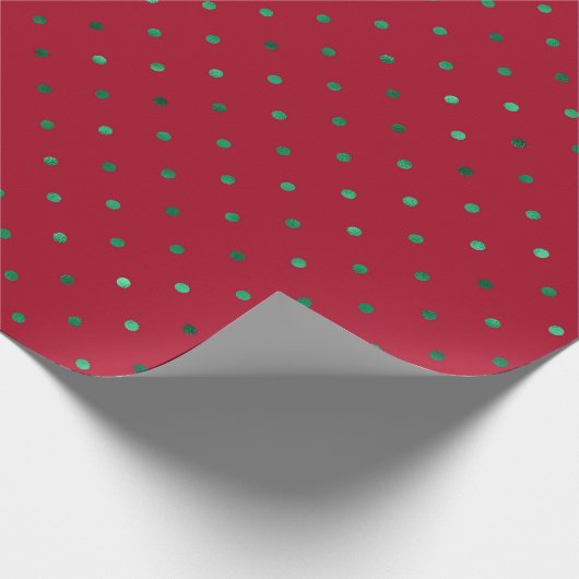 Red Green Punkt Metallic Pattern Holiday Geschenkpapier (Ecke)