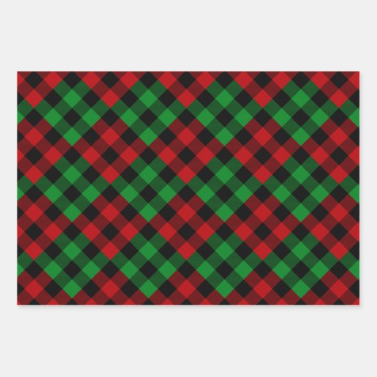 Red & Green Quilt Buffalo Karierter Urlaub Geschenkpapier Set (Vorderseite 3)