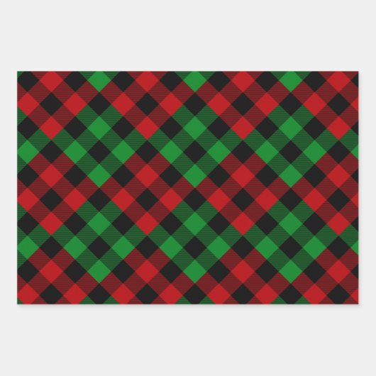 Red & Green Quilt Buffalo Karierter Urlaub Geschenkpapier Set (Vorderseite 2)