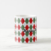 Red Green Raute Kariert Happy Holidays Kaffeetasse (Mittel)