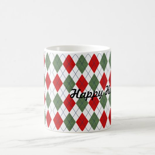 Red Green Raute Kariert Happy Holidays Kaffeetasse (Mittel)