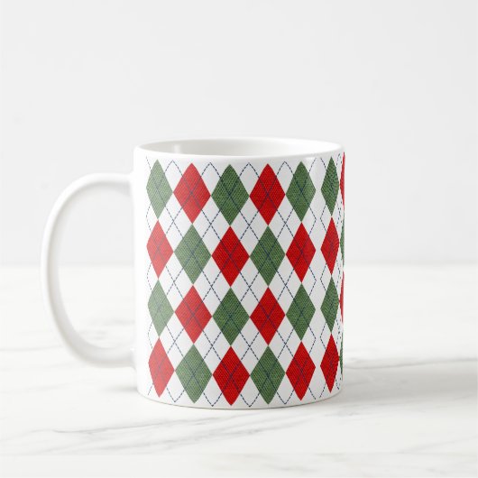 Red Green Raute Kariert Happy Holidays Kaffeetasse (Links)