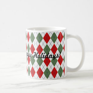 Red Green Raute Kariert Happy Holidays Kaffeetasse