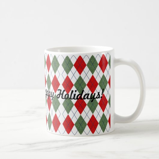 Red Green Raute Kariert Happy Holidays Kaffeetasse (Rechts)