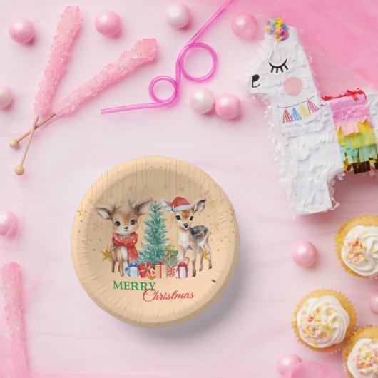 Red Green Rentier Santa Merry Weihnachtsfest Party Pappteller (Party)