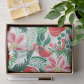Red Green Retro Florals Weihnachten Seidenpapier (Geschenk)