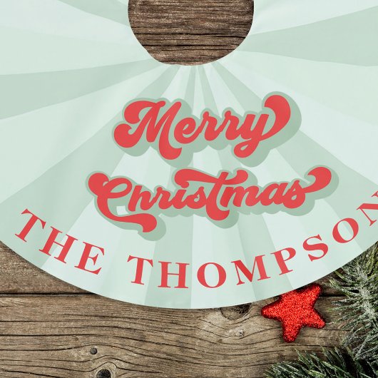 Red Green Retro Merry Christmas Custom Polyester Weihnachtsbaumdecke