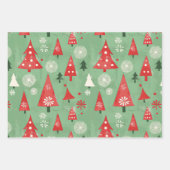 Red Green Retro Weihnachtsbaumen Geschenkpapier Set (Vorderseite 3)
