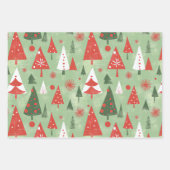 Red Green Retro Weihnachtsbaumen Geschenkpapier Set (Vorderseite 2)
