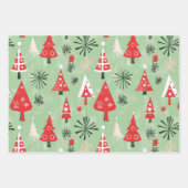 Red Green Retro Weihnachtsbaumen Geschenkpapier Set (Vorderseite)