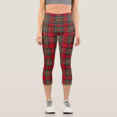 Red Green Royal Stewart Tartan Kariertes Muster Capri Leggings (Vorderseite)