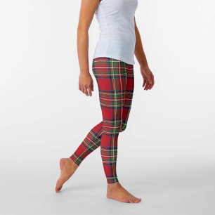 Red Green Royal Stewart Tartan Kariertes Muster Leggings