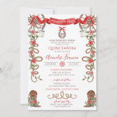 Red Green Rustic Boho Western Charra Quinceanera I Einladung (Vorderseite)