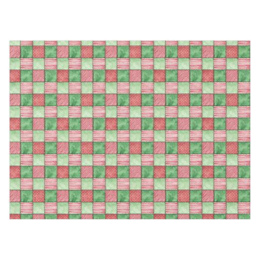 Red Green Rustic Plaid Patchwork Quilt Look Tischdecke (Vorderseite (Horizontal))