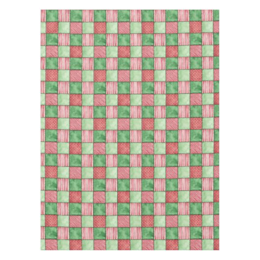 Red Green Rustic Plaid Patchwork Quilt Look Tischdecke (Vorderseite)