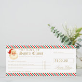 Red Green Santa Cheque Gift Voucher Card Einladung (Stehend Vorderseite)