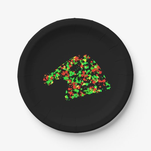 Red Green Santa Hat Splattered Paint Pappteller (Vorderseite)