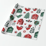 Red & Green Scandinavian Christmas Wrapping Paper Geschenkpapier<br><div class="desc">Red & Green Scandinavian Christmas Wrapping Paper.</div>
