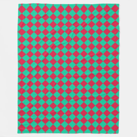 Red Green Schachbrett Diamond Pattern Fleecedecke (Vorderseite)