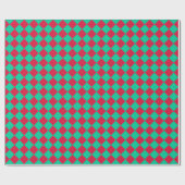 Red Green Schachbrett Diamond Pattern Geschenkpapier (Flach)