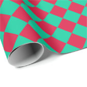 Red Green Schachbrett Diamond Pattern Geschenkpapier (Rolleneckpunkt)