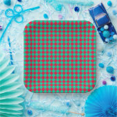 Red Green Schachbrett Diamond Pattern Pappteller (Party)