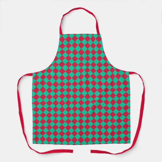 Red Green Schachbrett Diamond Pattern Schürze (Vorderseite)
