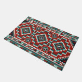 Red Green Schwarz-weiß Oriental Kilim Fußmatte (Schrägansicht)