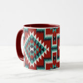 Red Green Schwarz-weiß Oriental Kilim Pattern Tasse (Vorderseite Links)