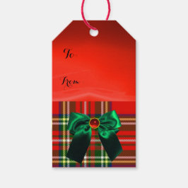 RED GREEN SCOTTISH TARTAN MIT CHRISTMAS BOWS GESCHENKANHÄNGER