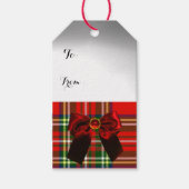 RED GREEN SCOTTISH TARTAN MIT CHRISTMAS BOWS GESCHENKANHÄNGER (Vorderseite)