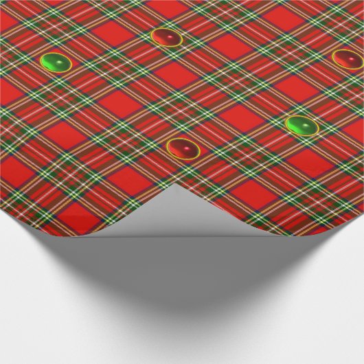 RED GREEN SCOTTISH TARTAN MIT RUBY EMERALD GEMS GESCHENKPAPIER (Ecke)